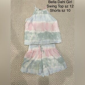 Bella Dahl Girls Tie-Dye Swing Top and Shorts Set in Pink, Blue, Green